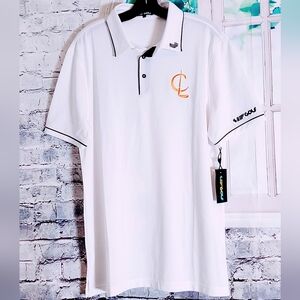 LIV GOLF POLO WHITE WITH GOLD STITCHED LOGO MEN'S SIZE  2XL